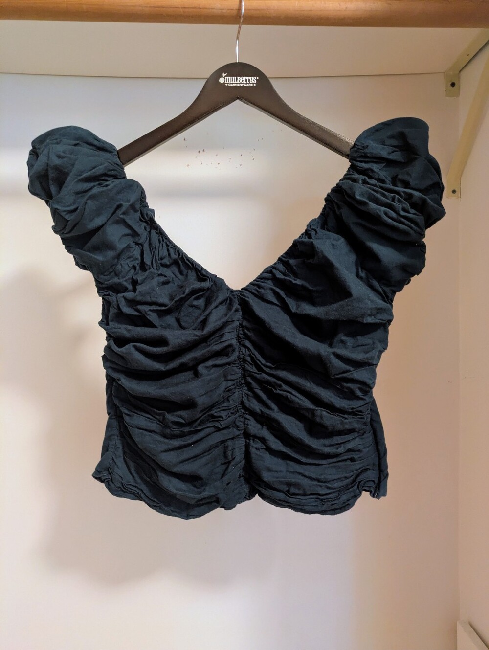 Abercrombie & Fitch Drama Puff Sleeve Ruched Top Size Large